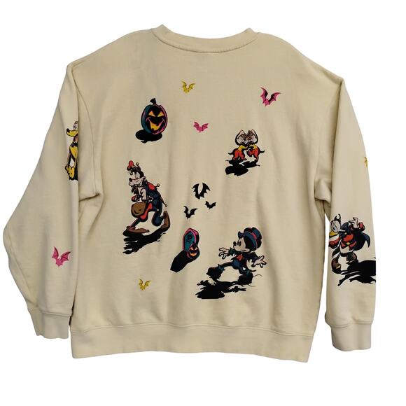Disney Halloween Graphic Sweatshirt Size Large Crewneck Pale Yellow - Picture 5 of 11